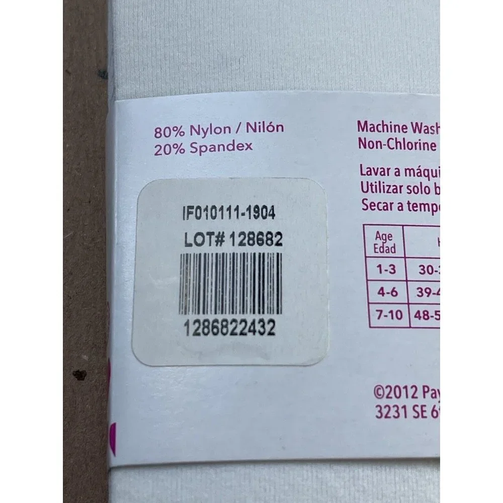 Miniccigirl Girls Medium White Tights 1 Pair Nylon Spandex Age 4-6 New